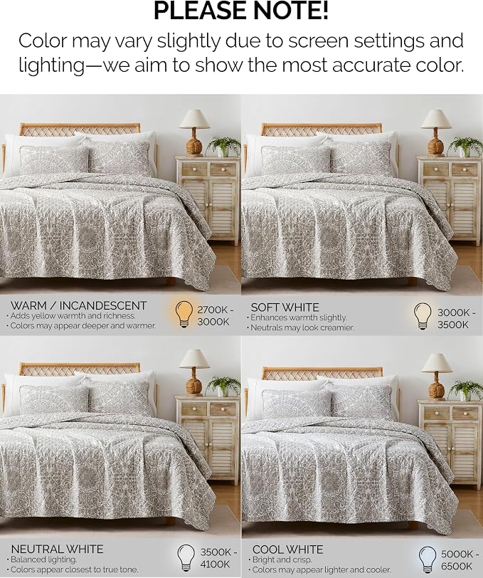 Southshore Fine Living, Inc. Ashanti Collection Oversized Queen Quilt Bedding Set, Prewash Fabric, Soft Coverlet 3-Piece with Two Matching Pillow Shams (98 in Wide x 98 in Long), Full/Queen, Bone