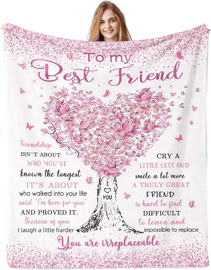 Best Friend Birthday Gifts Blanket 60"x 80", Gifts for Best Friend Women, Bestie Gifts, BFF Gifts, Soul Sister Graduation Gifts Ideas for Women, Friendship Unique Gifts