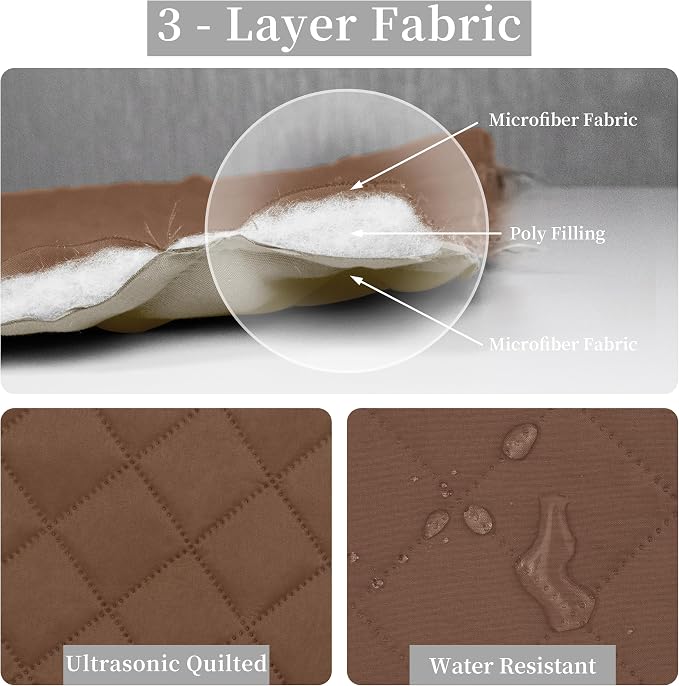 Easy-Going Reversible Quilt Set Full/Queen, Bedspread with 2 Shams | Brown/Beige, Lightweight Bed Comforter, 1 Quilt + 2 Pillow Shams, All-Season Coverlets for Bedroom