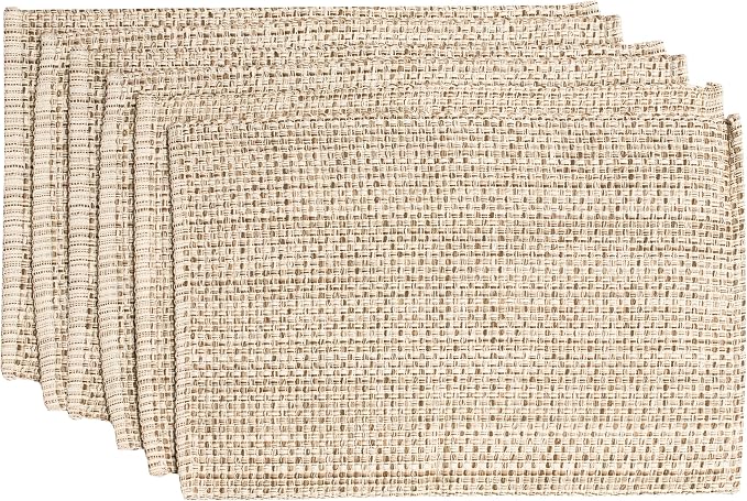 Sweet Home Collection 100% Cotton Placemats for Dining Room Rectangle Two Tone Woven Fabric 13" x 19" Soft Durable Table Mat Set, Set of 4, Eggshell