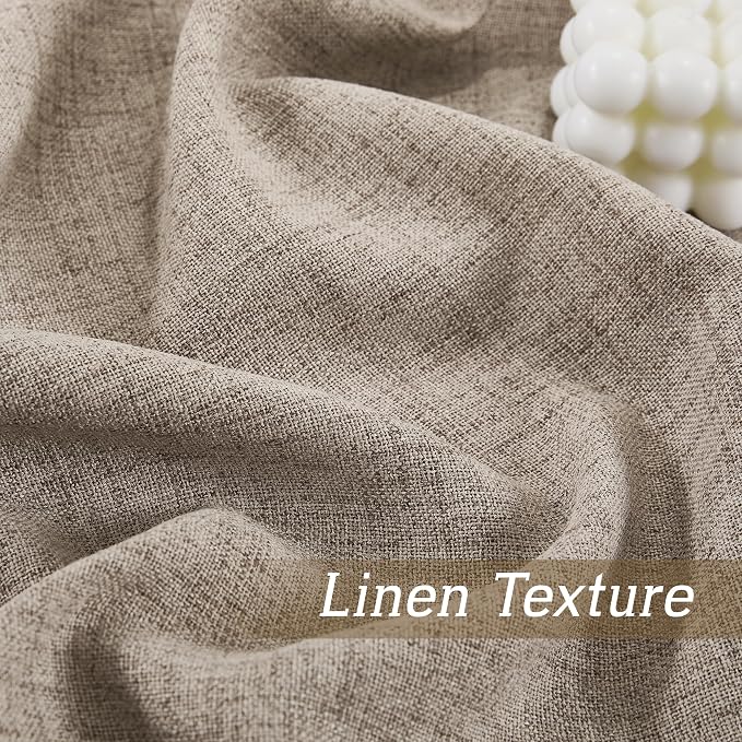 RYB HOME Sheer Curtains 102 inches, Extra Long Floor to Ceiling Curtains | Half Privacy, Light Filtering, Semi Sheer, Faux Linen Fabric, Living Room Bedroom, Back Tab, W52 x L102, 2 Panels, Oatmeal