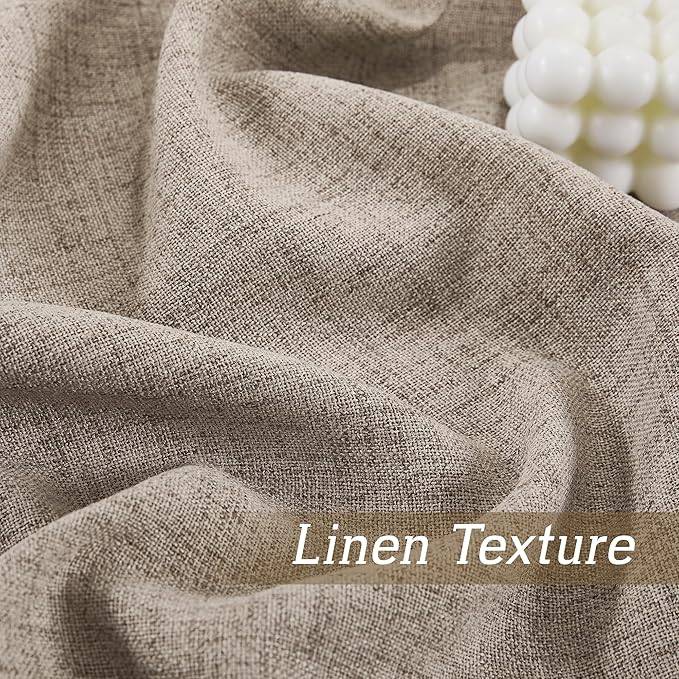 RYB HOME Linen Sheer Curtains and Drapes 84 inches Long for Living Room | Light Filtering, Breathable, Weave Textured, Rod Pocket, for Bedroom, Semi Sheer, Oatmeal, W52 x L84, 2 Panels Set