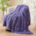 GONAAP Fuzzy Faux Fur Throw Blanket for Couch, Lavender, 50"x60" | Warm Cozy Plush Shaggy Decorative Reversible Thick Non-Heated Fleece Blanket for Sofa Bed, Gift for Women Men, All Season Use