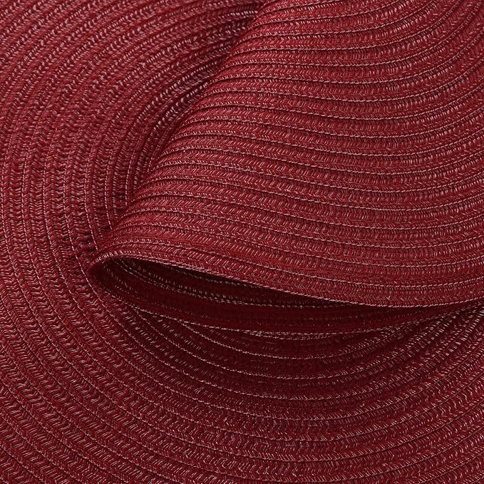 SHACOS Round Placemats Set of 12 for Dining Table 15 inch Round Braided Place Mats Cotton Polyester Washable Non Slip Kitchen Table Mats, Burgundy