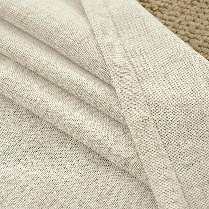 YoungsTex Linen Curtains 38 x 84 Inch Length, Light Filtering Drapes Rustic Semi Sheer with Bronze Grommet Privacy for Bedroom Living Room Decorative, 2 Panels