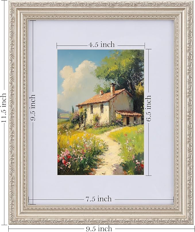 eletecpro 8x10 Vintage Picture Frame, Glass Cover, Silver Beige, 2-Pack