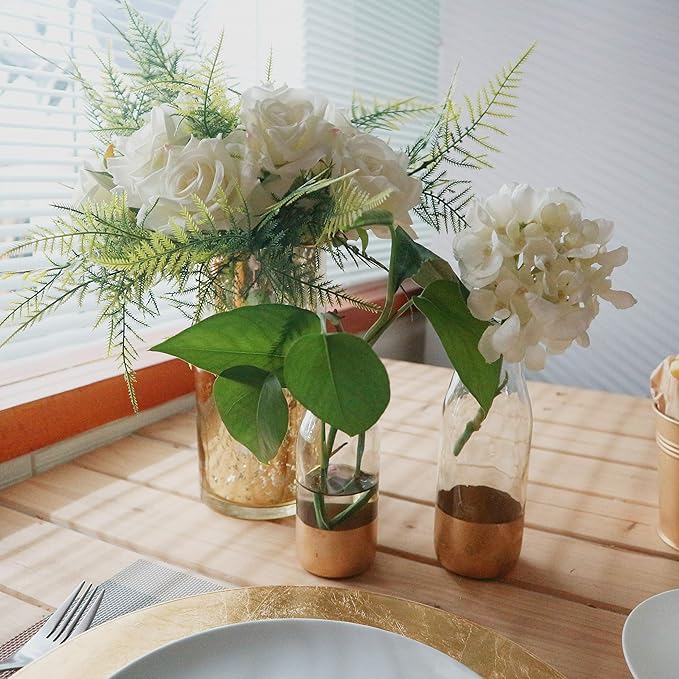 Hosley Set of 12 Small Bud Vases, 5.5" Gold Dip Glass Flower Vases in Bulk for Single Stems, Table Centerpiece Decor for Wedding, Party & Home