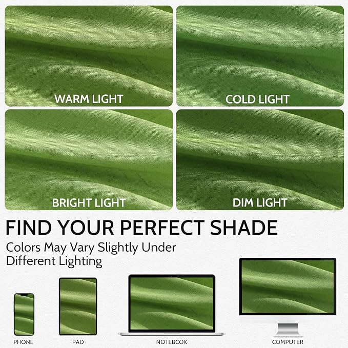 Lime Green Linen Curtains 72 Inch Long for Living Room Bedroom Lightweight Door Drapes 2 Panels Set, Semi Sheer Light Filtering Back Tab or Rod Pocket Curtain,52x72