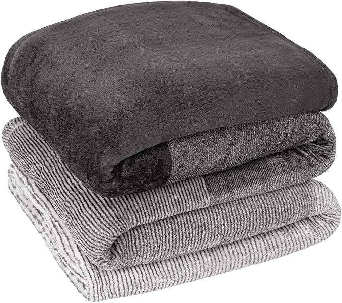 PAVILIA Gray Ombre Fleece Throw Blanket for Couch Sofa Bed, 50x60