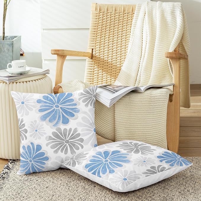 CaliTime Decorative Couch Throw Pillow Covers, 20 X 20 Inches, Blue Grey