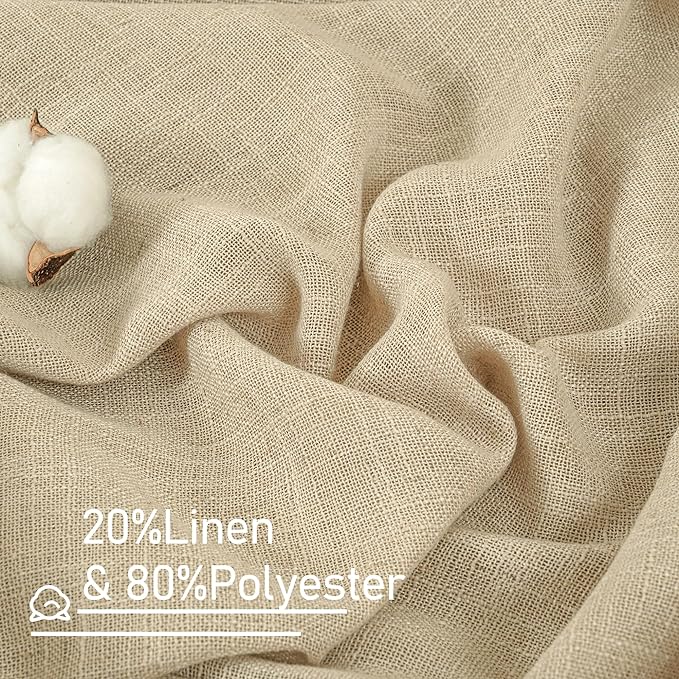 Linen Curtains 63 Inch for Bedroom Light Filtering Panels 60 x 63 Inch
