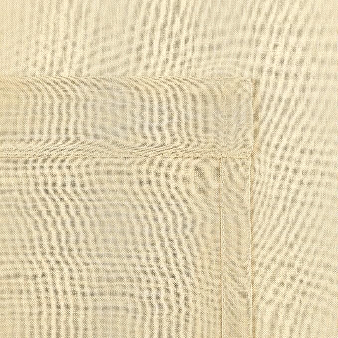 DWCN Beige Sheer Curtains, Short Faux Linen Voile Semi Sheer 54 Inches Long Grommet Top Window Curtain Drapes Treatment for Living Room Bedroom, Set of 2 Panels 46 x 54 Inches, Beige