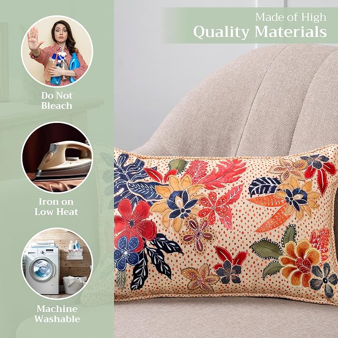 Maison d' Hermine Throw Pillow Covers 100% Cotton (12" x 20" - Pack of 1)