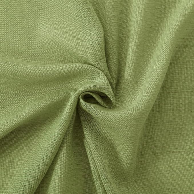 BGment Green Linen Curtains 45 Inch Length - 2 Panels Set Sheer Drapes Rod Pocket for Living Room Bedroom Lightweight, 2 Panels Set, 42 X 45 Inch