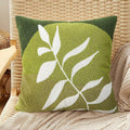Merrycolor Boho Decorative Throw Pillow Covers 18x18 Tufted Green Decorative Pillows Covers Leaf Mid Century Modern Throw Pillows for Bed Couch Sofa Living Room 1PC （Green and White ）