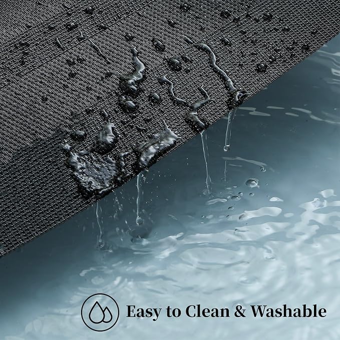 Leetaltree Black Frame Placemats Set of 4 - Heat Resistant Non-Slip Place mats for Dining Table, Washable Durable PVC Vinyl Woven Table Mats（Black Frame, 4）