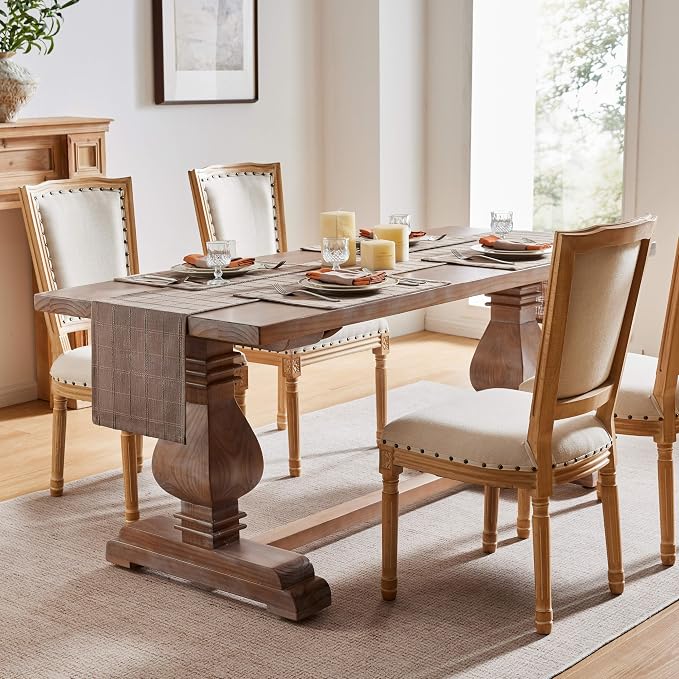 ZeeMart Linen Checked Farmhouse Table Runner, 13x90 Inches Cocoa Brown | Raised Grid Design, Rich Woven Texture, Linen Blend Table Runners 90 Inches Long, Machine Washable, Boho Home Kitchen Decor