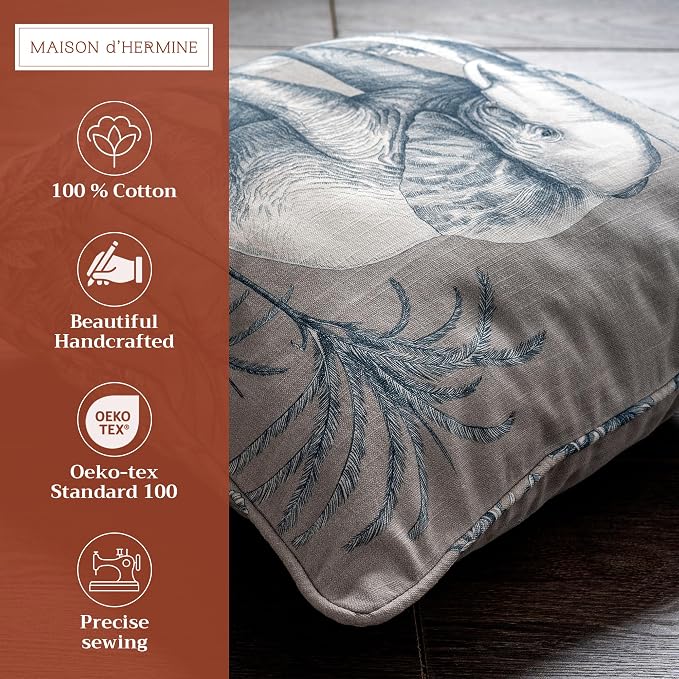 Maison d' Hermine Throw Pillow Covers 100% Cotton (18" x 18" - Pack of 1)