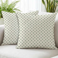 Hexagram Floral Pillow Covers 18x18, Vintage Green Throw Pillow Covers | Olive Green, Set of 2, Farmhouse Neutral Decorative for Couch Pillows, Home Decor, Living Room, Bedroom, No Insert