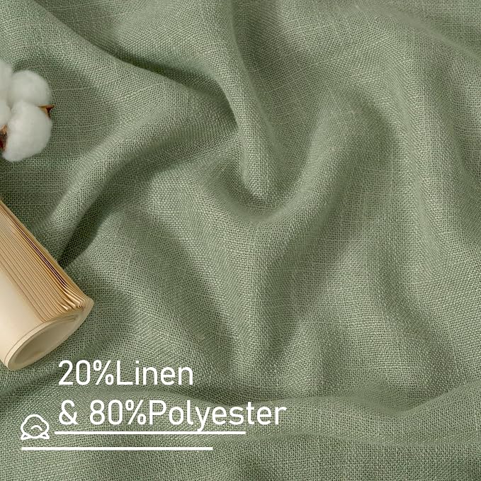 Sheer Linen Curtains 84 Inches Long for Bedroom 2 Panels, Sage Green | Linen Textured, Light Filtering Drapes, Neutral Boho, Spring Decor, Curtains for Living Room, Bronze Grommet, 38 x 84 Inch