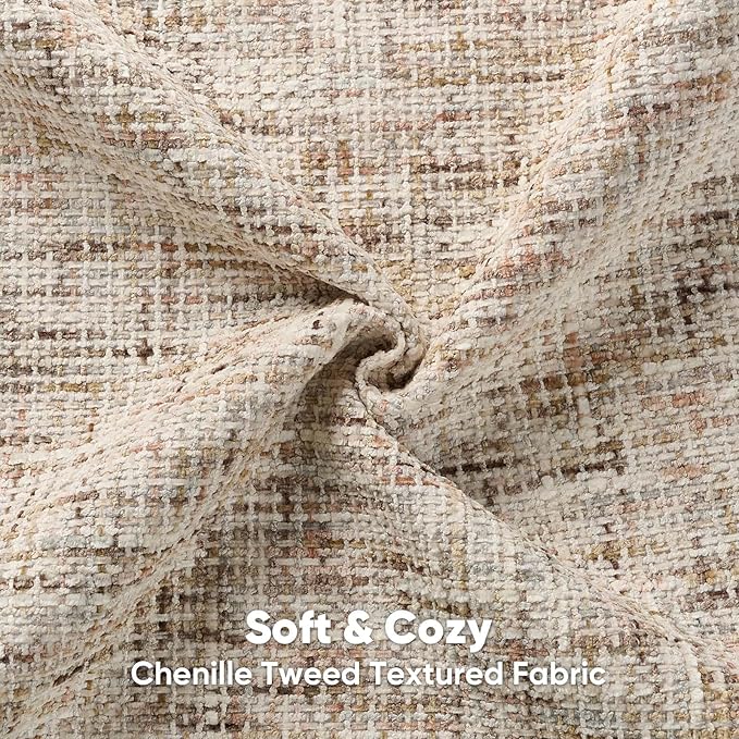 FUTEI Pack of 2 Chenille Tweed Vintage Throw Pillow Covers 16x16 Inch Soft Decorative Cushion Case Modern Farmhouse Accent for Couch Bed Living Room, Beige Brown