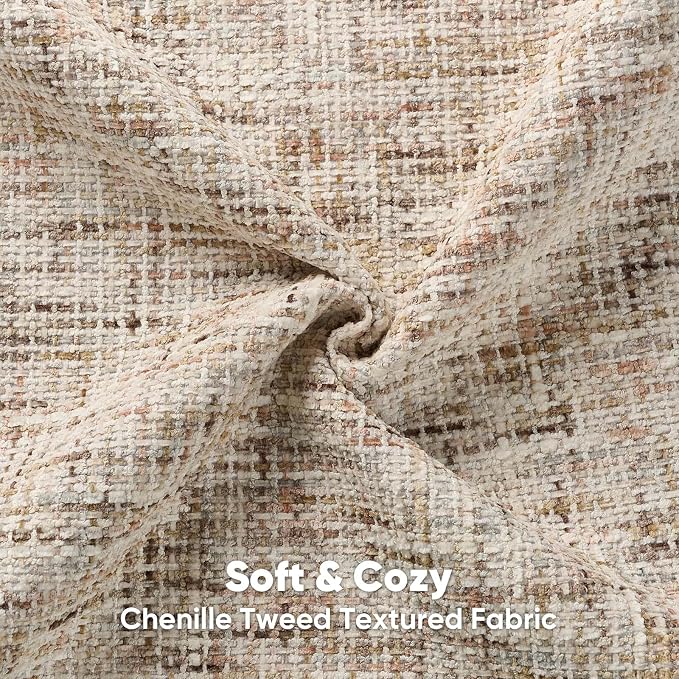 FUTEI Pack of 2 Chenille Tweed Vintage Throw Pillow Covers 20x20 Inch Soft Decorative Cushion Case Modern Farmhouse Accent for Couch Bed Living Room, Beige Brown
