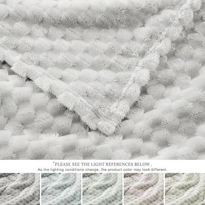 EXQ Home Gentle Soft Fleece Throw Blanket – Cozy Lightweight 3D Imitation Turtle Shell Jacquard Blanket for Couch Bed – All-Season Warm Fuzzy Flannel Blanket for Women Mom Her Gift(60"x80",Light Grey)