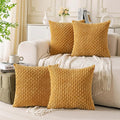 Set of 4 Mustard Yellow Decorative Throw Pillow Covers 16x16 Inch Corduroy Pillow Covers for Bed Couch Sofa Living Room Soft Square Cushion Cases