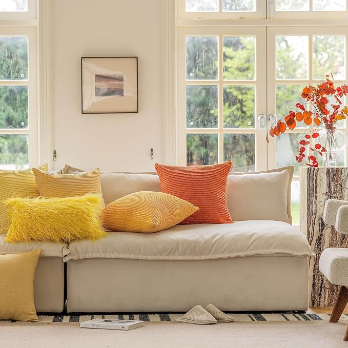 Home Brilliant Pillow Covers 16x16 Sofa Couch Pillow Covers Decorative Accent Pillowcases for Bedroom Summer Decor, 40x40 cm, Sunflower Mustard Yellow