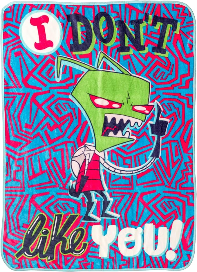 Silver Buffalo Invader Zim I Don't Like You, Fleece Throw Blanket, 45x60in | Soft and Cozy, 185 GSM