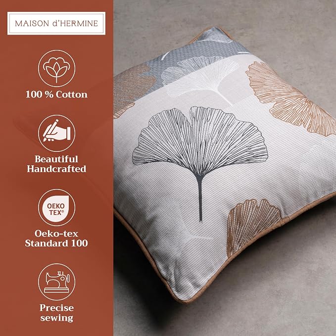 Maison d' Hermine Throw Pillow Covers 100% Cotton (20" x 20" - Pack of 1)