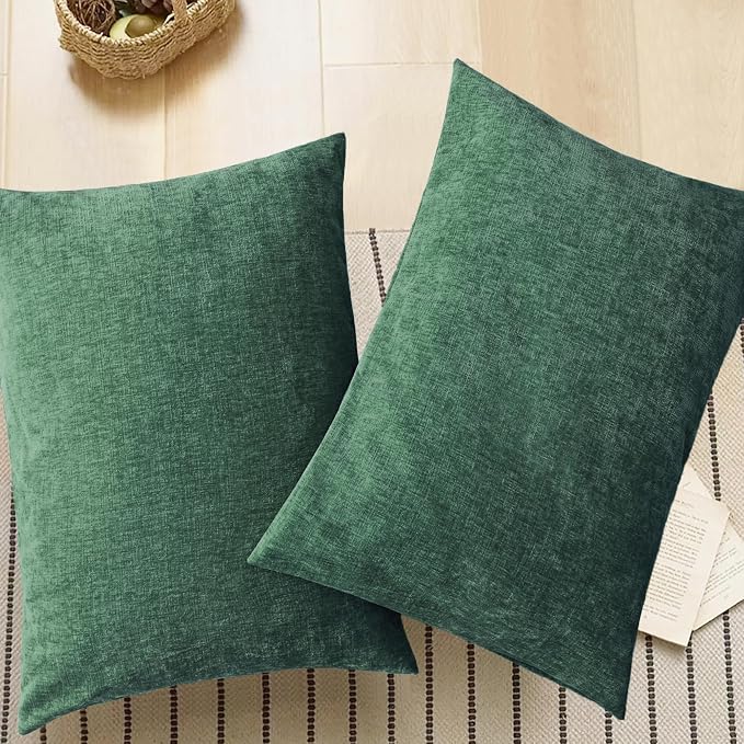 CaliTime Decorative Standard Throw Pillow Covers 26 X 20 Inches Dark Green