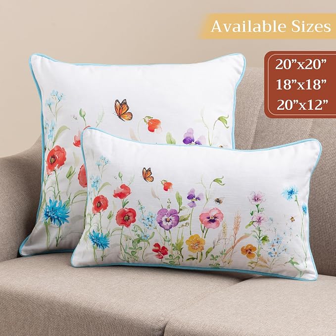 Maison d' Hermine Throw Pillow Covers 100% Cotton (12" x 20" - Pack of 1)