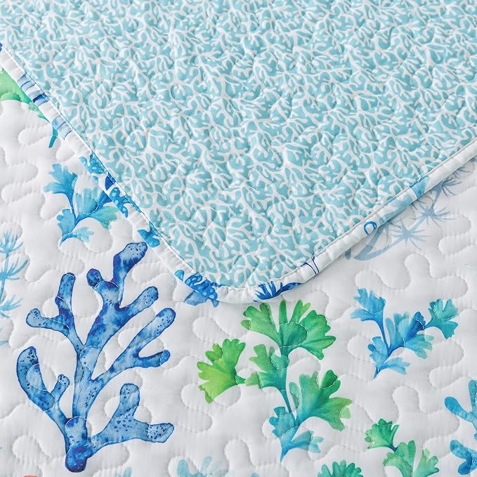 NEWLAKE Quilt Bedspread Sets - West Coastal Pattern Reversible Coverlet Set, Queen Size