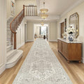 Madane Hallway Runner Rug 3x20 Washable Kitchen Runners 20ft, Beige/Brown | Vintage Non Slip Extra Long Area Rugs , Soft Low-Pile Farmhouse Wide Floor Carpet for Corridor Entryway Bathroom Bedroom