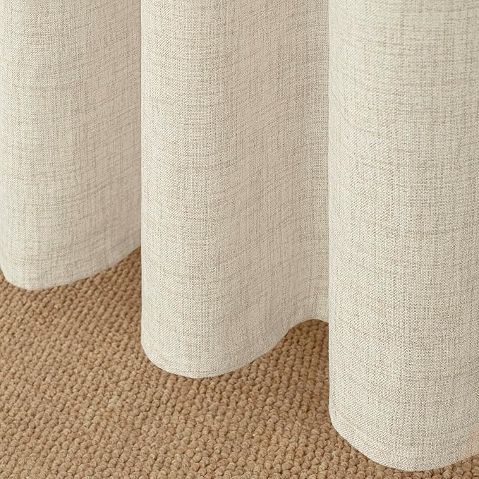 YoungsTex 48 Inches Long Linen Curtains for Short Window, Boho Textured Drapes Light Filtering with Bronze Grommet Privacy for Bedroom Living Room Windows, 42 x 48 Inch, 2 Panels