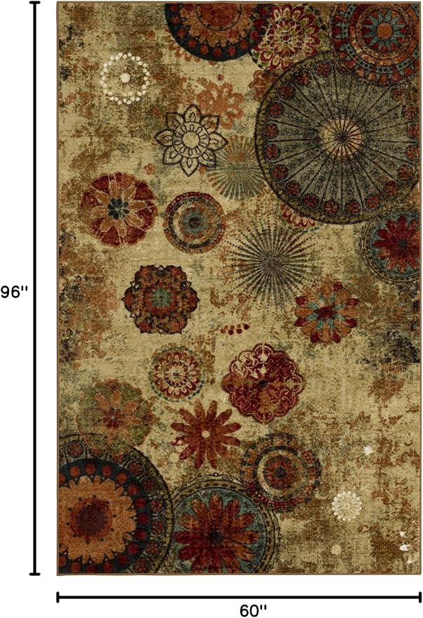 Mohawk Home Caravan Ornamental Floral Medallion 5' x 8' Area Rug - Orange - Perfect for Living Room, Dining Room, Office