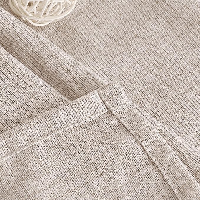 YoungsTex Natural Linen Back Tab Curtains 84 Inch Length 2 Panels - Light Filtering Drapes Rustic Semi Sheer Window Treatments for Living Room Bedroom, 40 X 84 Inch