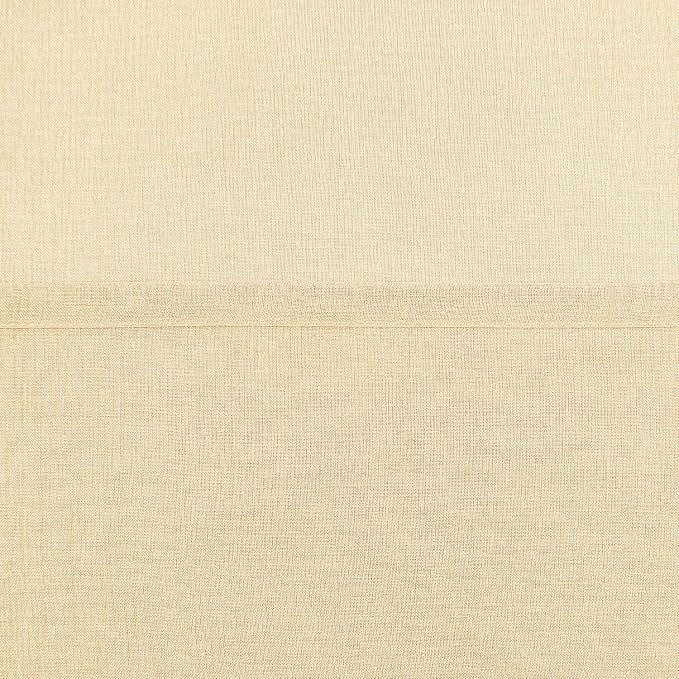 DWCN Sheer Curtains, Grommet Faux Linen Look Voile Window Semi Sheer Curtains Drapes for Bedroom Living Room, Set of 2 Panels 52 x 90 Inch Long, Beige