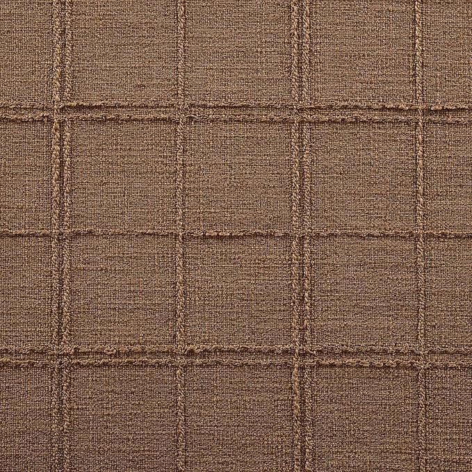 ZeeMart Linen Checked Farmhouse Table Runner, 13x108 Inches Roasted Brown | Raised Grid Design, Rich Woven Texture, Linen Blend Table Runners 108 Inches Long, Machine Washable, Boho Home Kitchen Decor