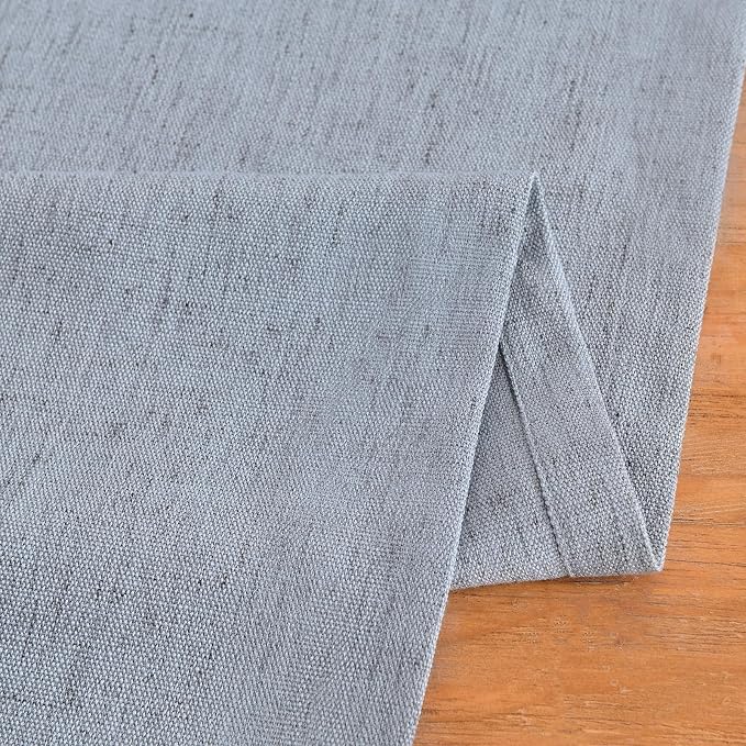 Wracra Linen Table Runner, Burlap Dusty Blue Table Runners 36 Inches Long | Rich Woven Linen Blend Fabric, Machine Washable, Rustic Farmhouse Handcrafted Table Runner for Dresser Dining Table Decor