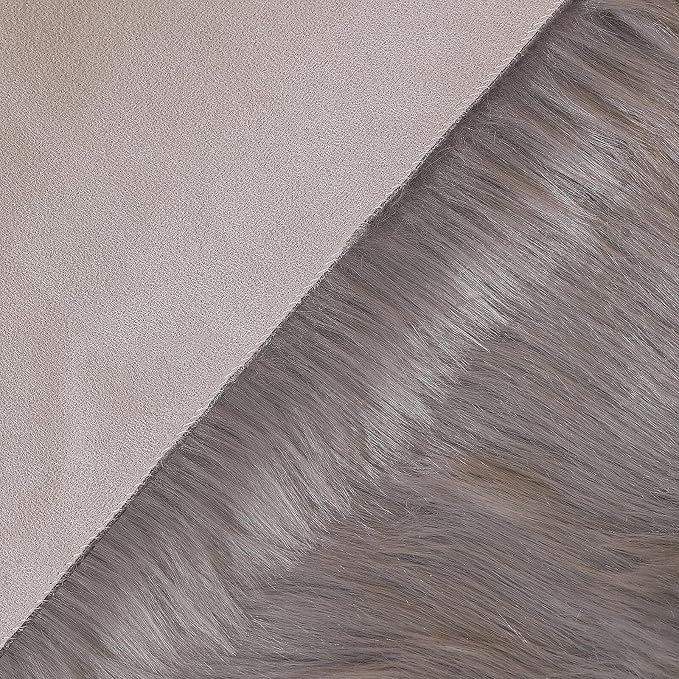 linmopm Faux Fur Sheepskin Rug, Grey, 2x6 ft Runner | Shag Fluffy Fuzzy, High-Density Cushion, For Bedroom Bedside Living Room, Plush Carpet, Sofa Cover