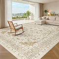 Madane 8x10 Area Rugs for Living Room, Non-Slip Washable Rug, Beige/Blue | Ultra-Thin Stain Resistant Vintage Large 8'X10' Carpet, Low-Pile Floor Mat For Bedroom Dining Room Office Home Decor