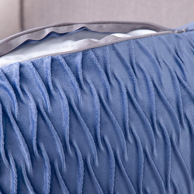 MADIZZ Set of 2 Super Soft Velvet Decorative Throw Pillow Covers 20x20 inch Royal Blue Square with Texture Luxury Style Cushion Case Pillow Shell for Sofa Bedroom