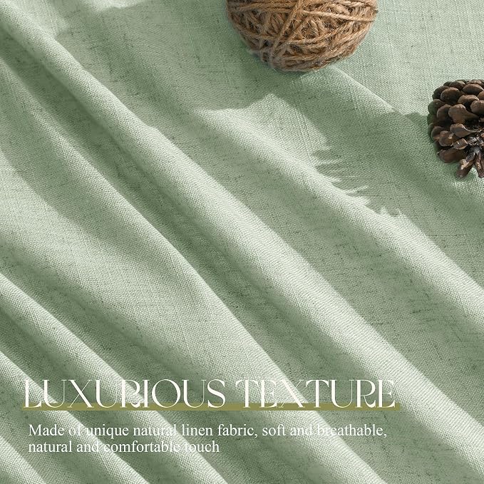 Jowels Mist Sage Linen Curtains 84 Inch Long 2 Panels for Living Room | Light Filtering Semi Sheer Curtain, Back Tab Pocket Pleated Look, Boho Farmhouse Textured Privacy Drapes for Bedroom Window