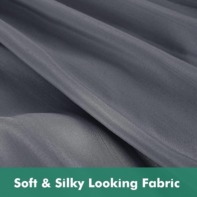 Wrap Around Full Size Bed Skirt Split Corners 17" Drop-Elastic Dust Ruffle | Dark Grey Adjustable Pleated Bedskirt-Easy Fit Wrinkle Resistant Washable Bed Skirting-Hotels Apartment Guest Bedroom Canopy