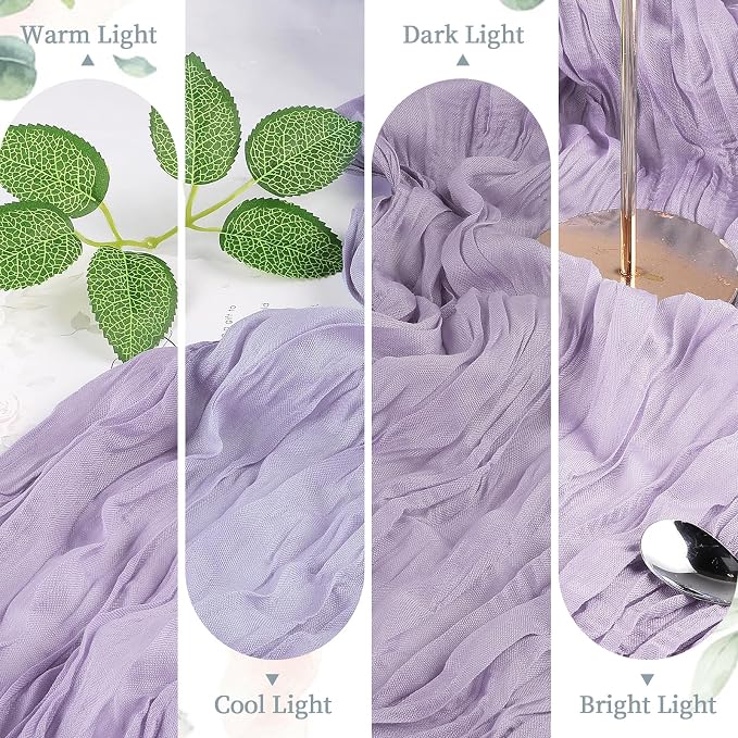 6 Pack Purple Cheesecloth Table Runner 35×120 Inch Boho Gauze Home Decor | Rustic cheese cloths Sheer Gauze for Wedding Bridal Baby Shower Birthday Party Table Decor Halloween Thanksgiving Christmas