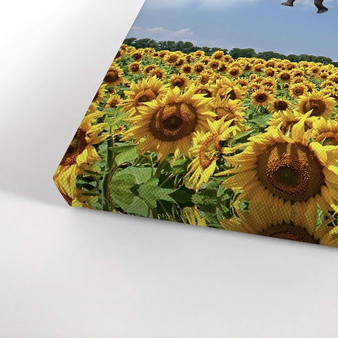 Smile Art Design Elephant with Balloon and Sunflower Field Motivational Wall Art Canvas Print Inspirational Wall Art Entrepreneur Quote Office Living Room Decor Artwork Gift Ready to Hang 28x19