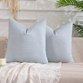 Light Dusty Blue Striped Outdoor Porch Throw Pillow Covers 18x18 Set of 2 | Coastal Decor, 18 x 18 Blue Outdoor Throw Pillows, Outdoor Porch Pillows for Patio Furniture, Blue Outside Decorative Pillow