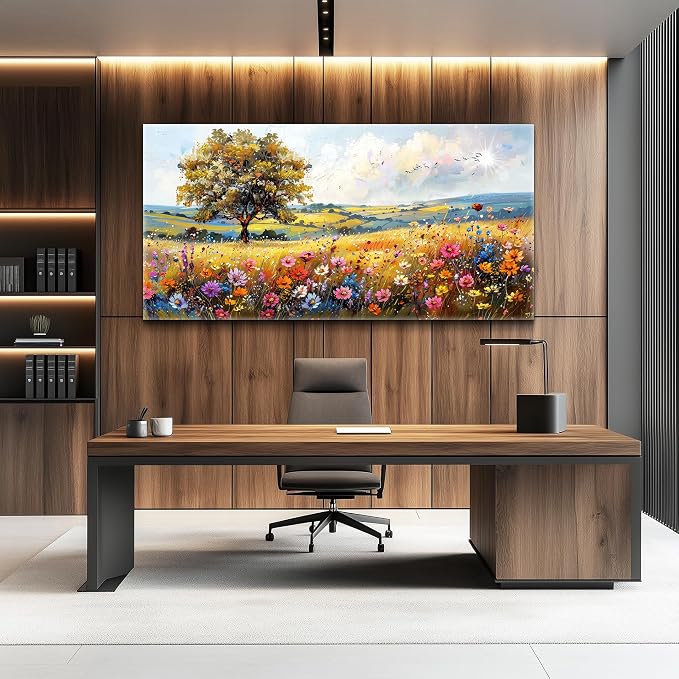 hyidecorart Large Wall Art For Bedroom Canvas Wall Decor For Living Room Office Decorations Flower Scenery Watercolour Wall Paintings Field Pictures Artwork Aesthetic Room Home Decor Hang Easy